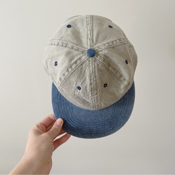 Accessories - Vintage Adult Beige/Grey & Blue Denim Baseball Cap